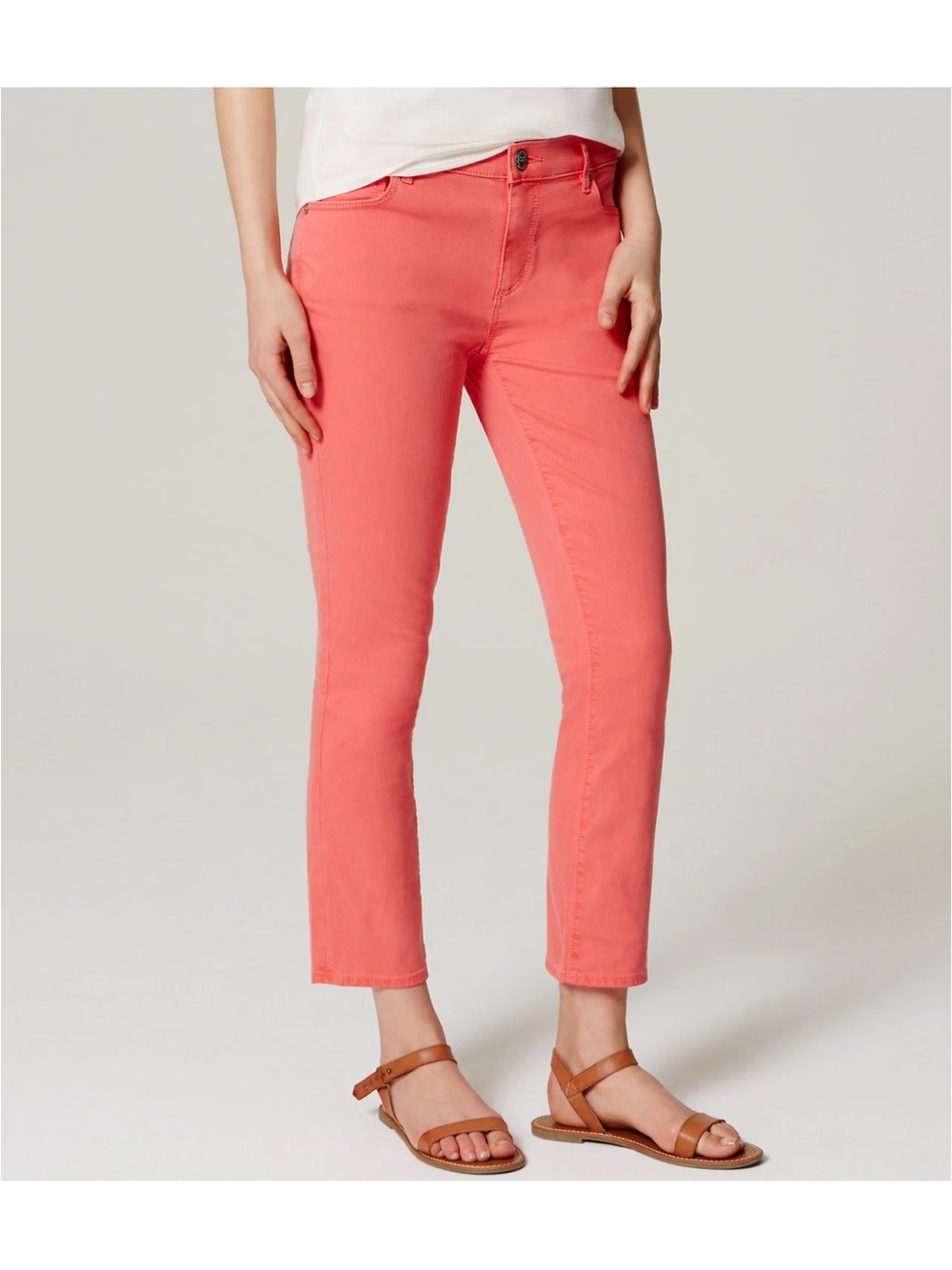ANN TAYLOR Factory Modern Kick Cropped Jeans Size 10 Coral Cotton Spandex